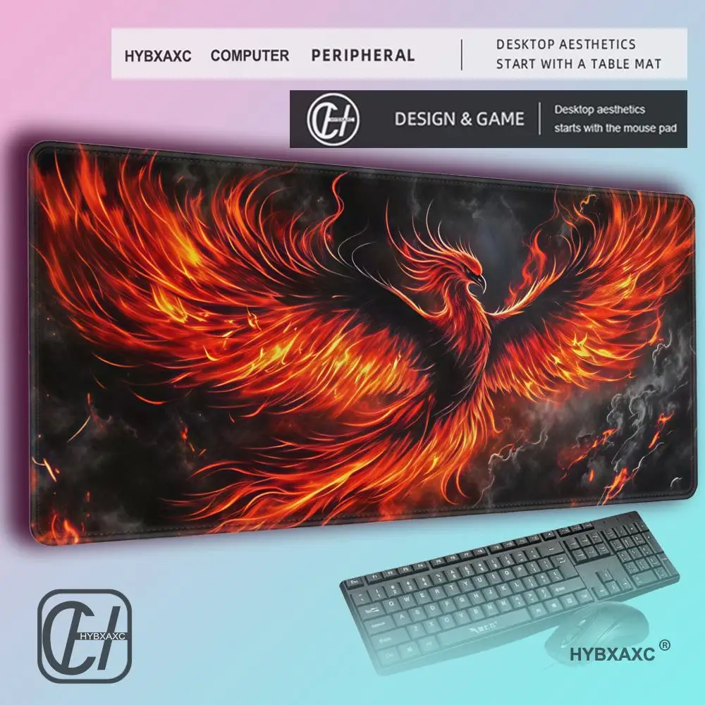 Flame Phoenix Design Mouse Pad Rubber Base Anti-slip PC Desk Accessories Mousepad for Gamer Keyboard Mats Decor Mat