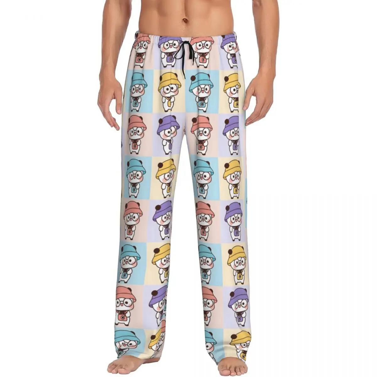Custom Printed Bubu Dudu Pajama Pants for Men Animation Sleep Sleepwear Bottoms with Pockets