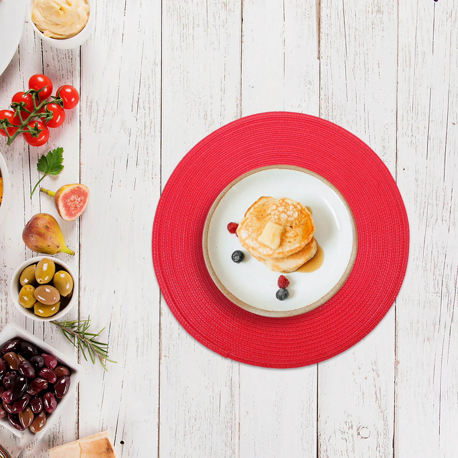 

6Pcs Round Woven PP Placemats Heat Resistant Dining Table Mats Stylish Table Decoration Family Party Round Placemats