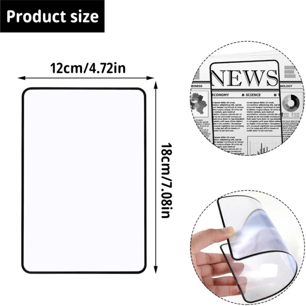 Lupa de hoja grande de página completa, ayuda de lectura, lupa de lectura, lente de aumento de página de vidrio, 4 Uds.