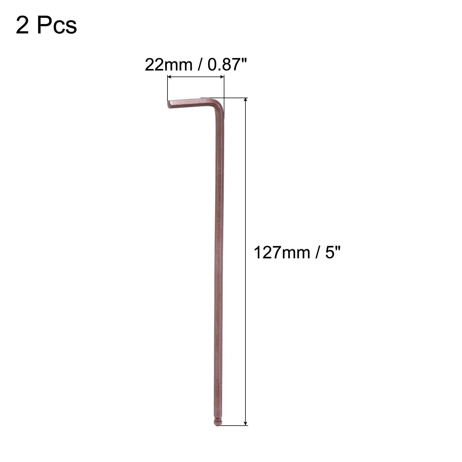 2pcs 3mm Ball End Hex Key Wrench, L Shaped Long Arm S2 Steel Repairing Tool