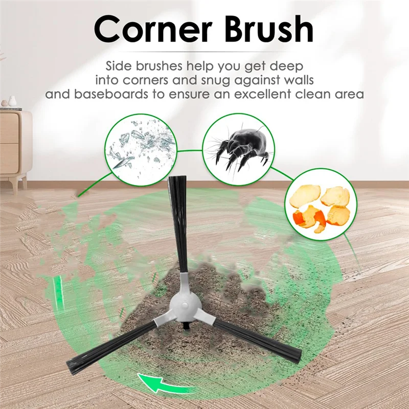 AA80-12 قطعة فرش جانبية أساسية لـ ROPVACNIC S1 / A1، Tipdiy G90، Betboyles V75S، VIPSUN Z1 طقم صيانة المكنسة الكهربائية