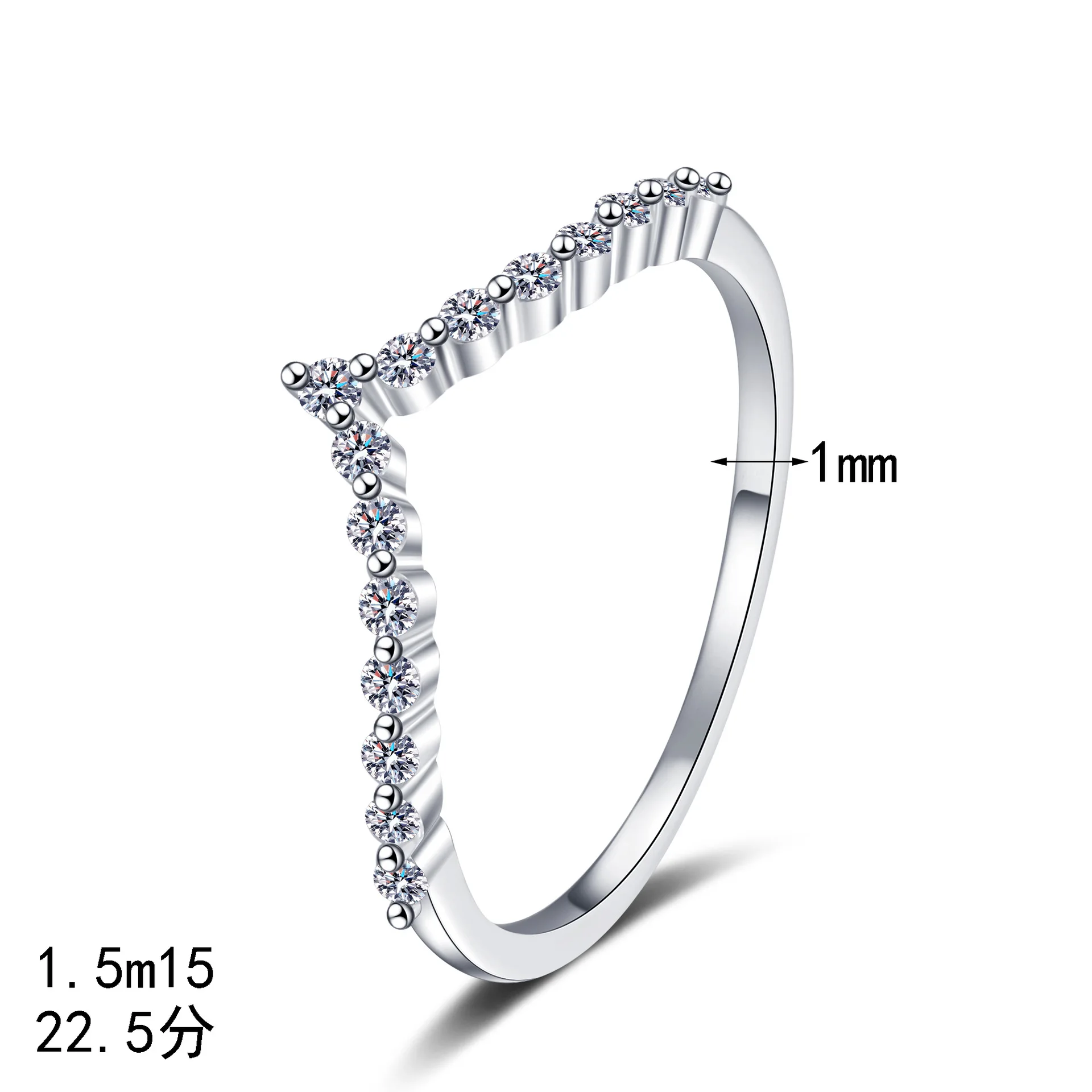 

Женское кольцо PT950 с платиновым муассанитом, тонкое V-образное изысканное простое повседневное универсальное модное ювелирное изделие высокого класса