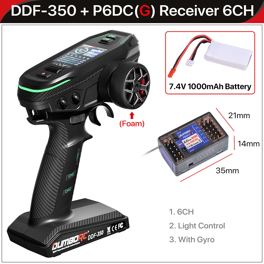 DUMBORC DDF-350 Sender mit Empfänger 2,4G 10CH Digital Radio Fernbedienung für RC Auto Boot Tank LCD FHSS System