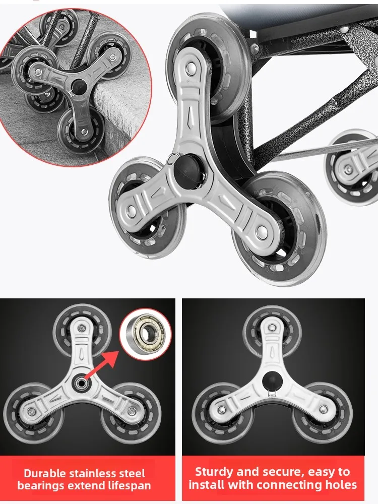 

Portable Folding op Cart Accories Bearing Climbing Wheel Small Pulling Vegetable Bung Cart Stair Climbing Wheels Pair