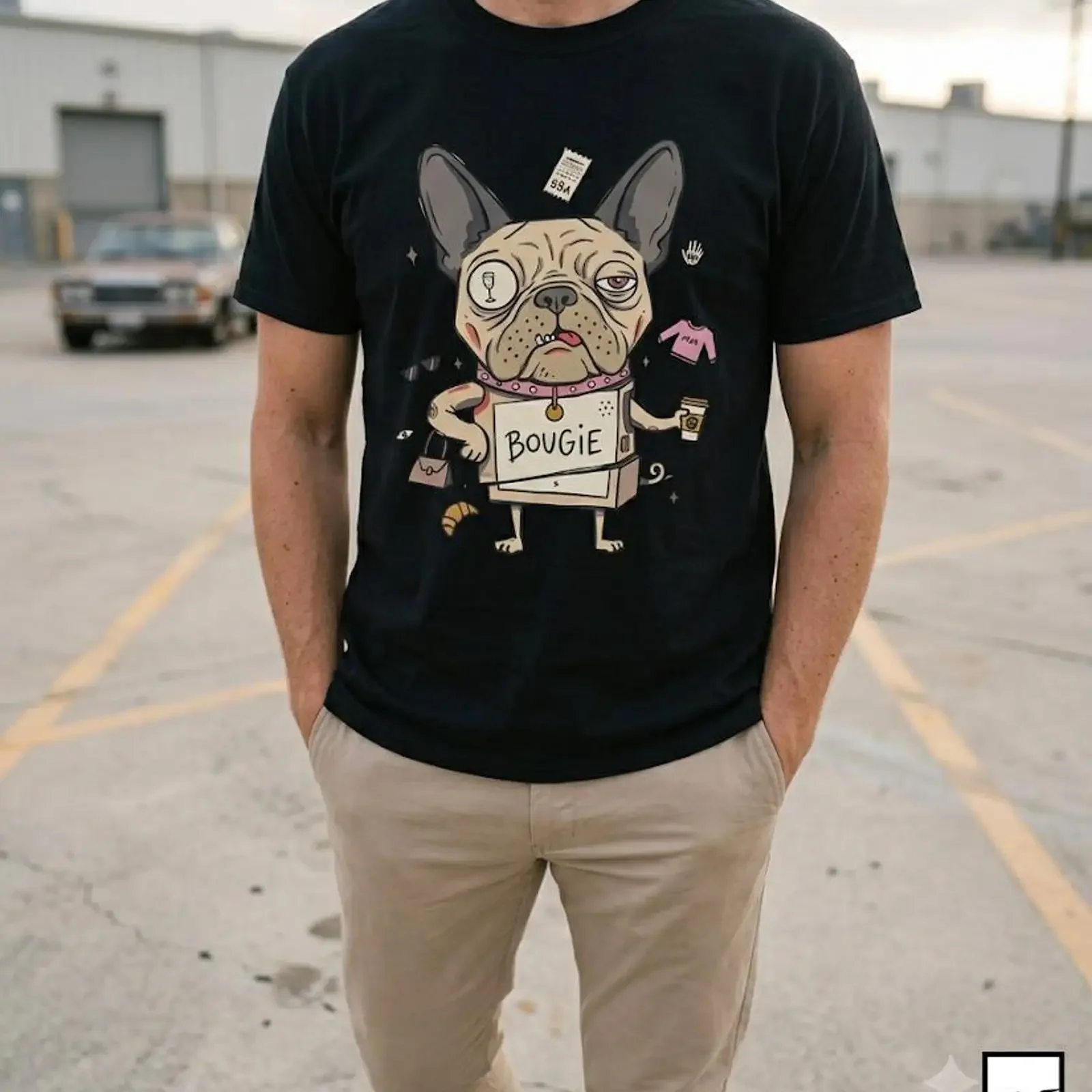 Bougie French Bulldog T Shirt Funny Spoiled Dog Mom  vintage Washed Comfortable Unisex fashion designer clothes Versatile