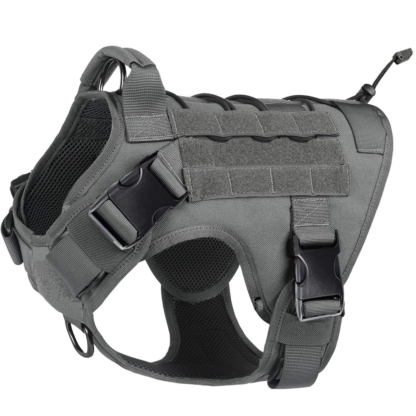Hundegeschirr, taktisches Hundegeschirr mit Griff, No-Pull-Service-Hundeweste mit Klettverschlussplatten, verstellbares Hundegeschirr für Wa – Detail 9