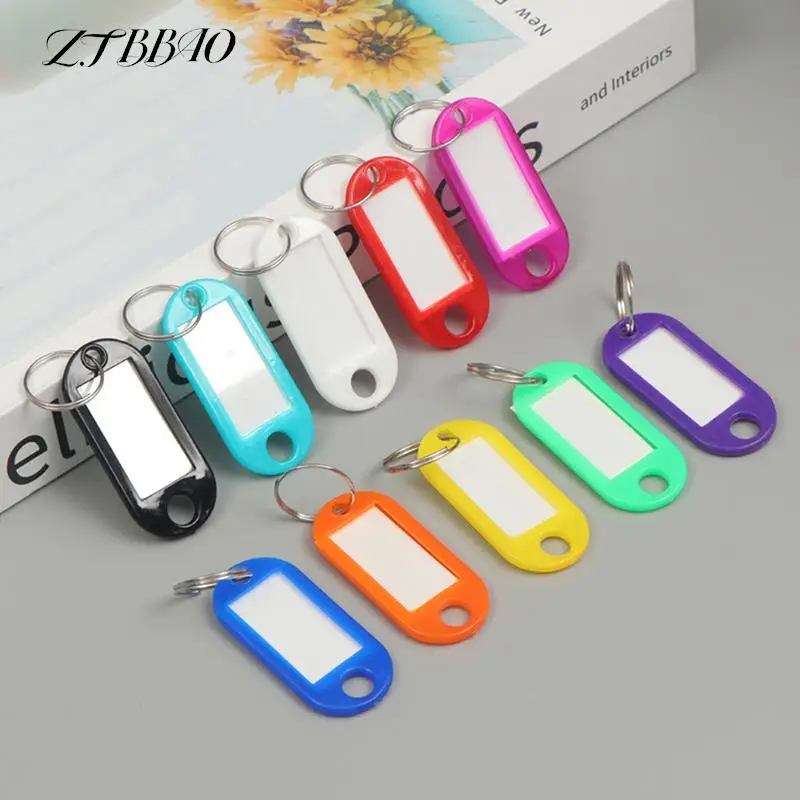 30PCS Key ID Label Tags With Split Ring Multicolor Keychain Luggage ID Tags Hotel Number Classification Card Key Rings Keychain