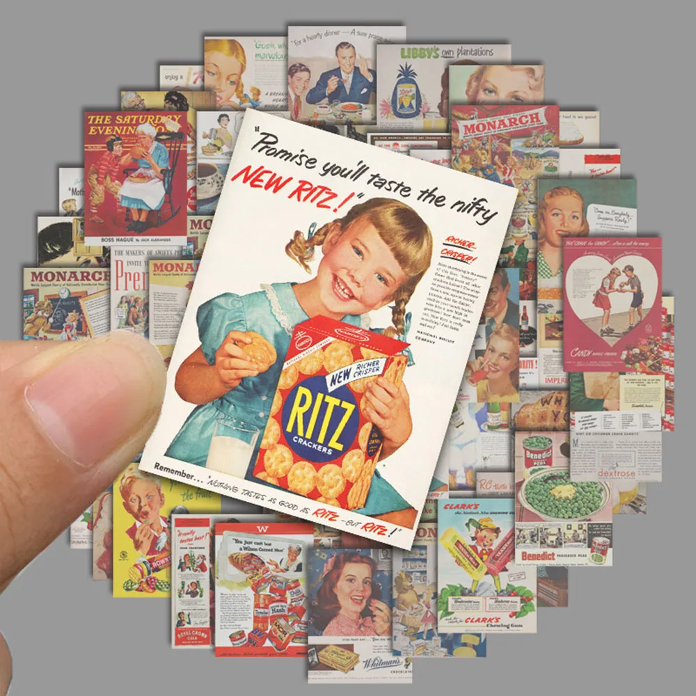 

50PCS Vintage Poster Graffiti Sticker DIY Waterproof Phone Car Laptop Luggage Skateboard Graffiti Decals Fun for Kids Gifts