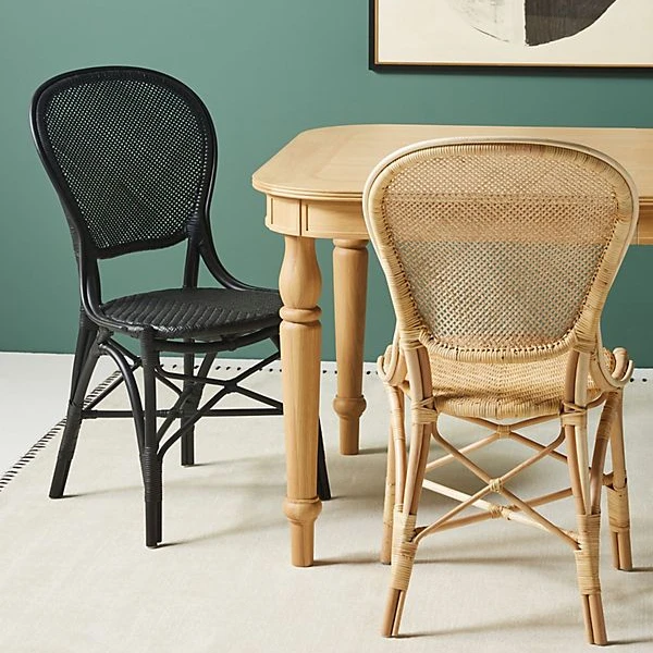 

mf-Italian Style Handcrafted Bistro Rattan Dining Chair in Natural or Matte Black Finish Garden Chairs·