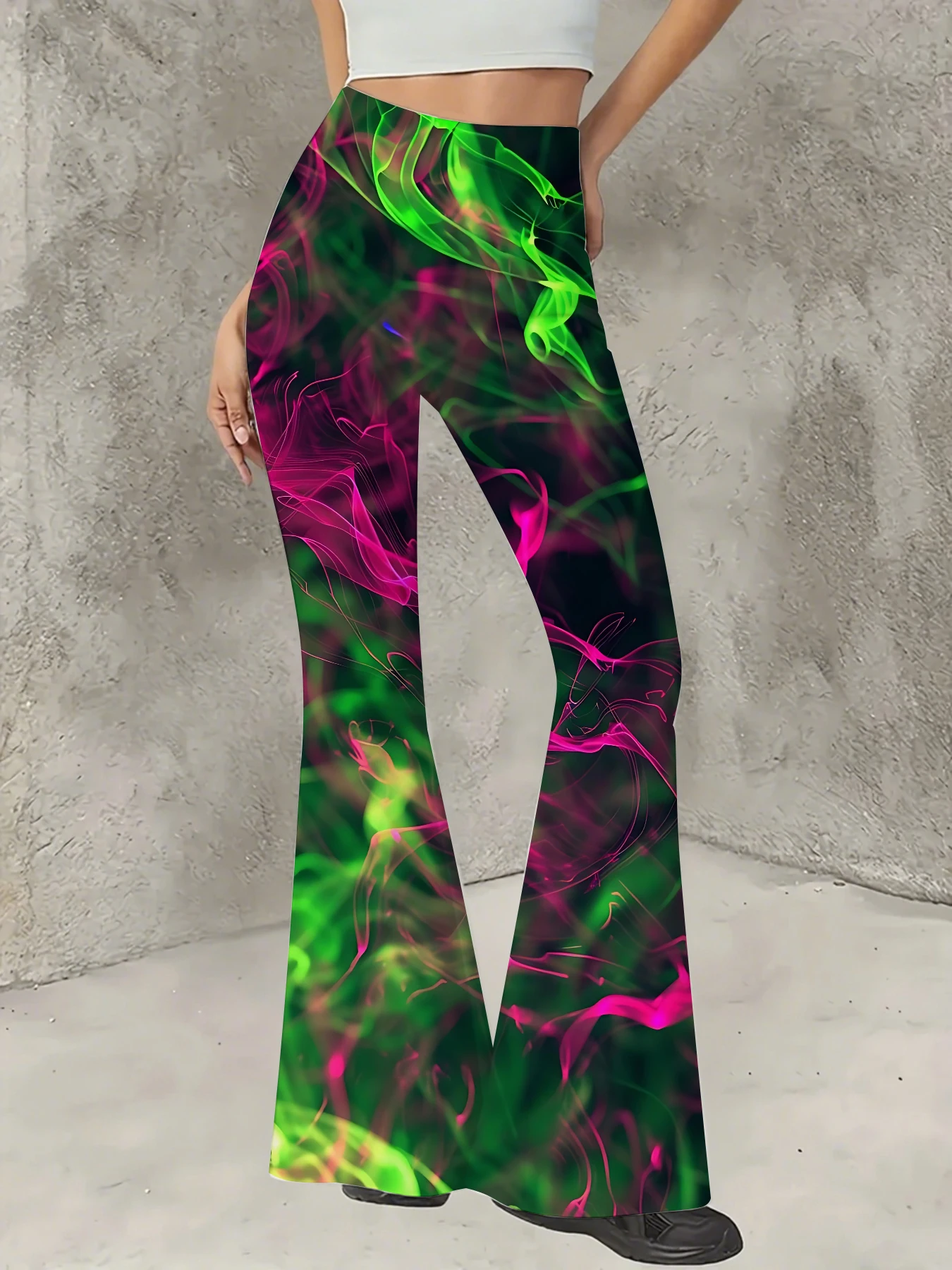 

Women's All-Over Print Flared Leggings Stretchy High Waist Bell Bottom Pants