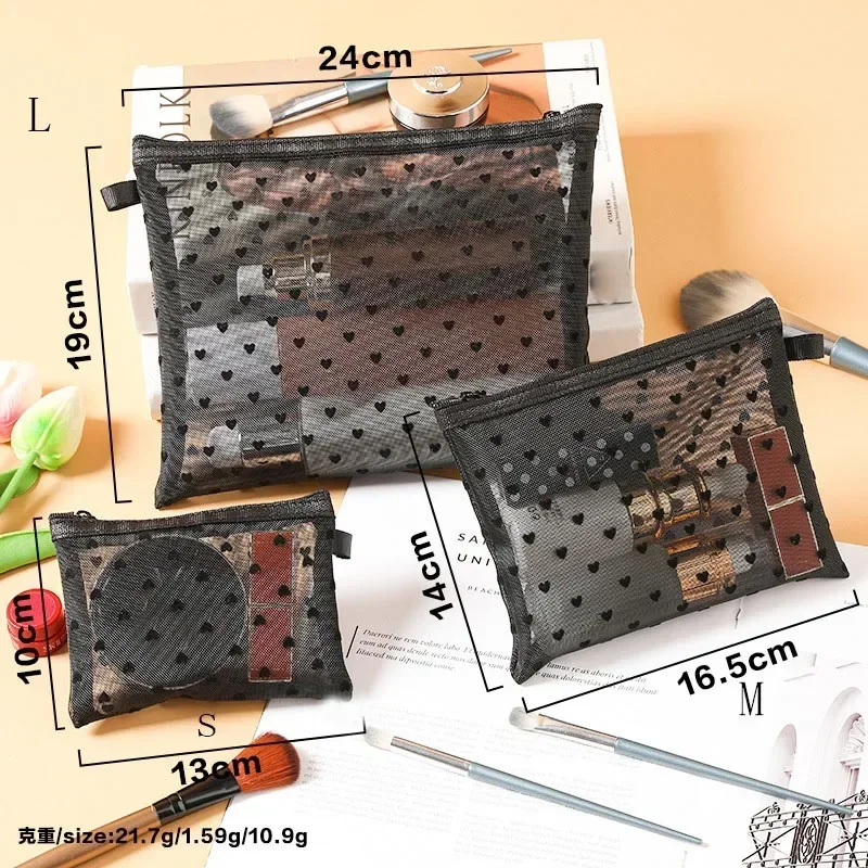 1Pcs Hot Mini Transparent Heart Makeup Bag Women Portable Lipsticks Cosmetic Storage Pouch Ins Clear Ctue Small Make Up Bag