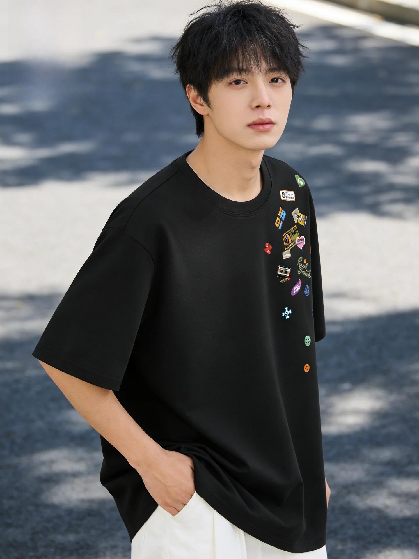 

Мужская футболка из чистого хлопка с коротким рукавом, свободного кроя, дышащая, летняя, новая, с забавным мультяшным принтом