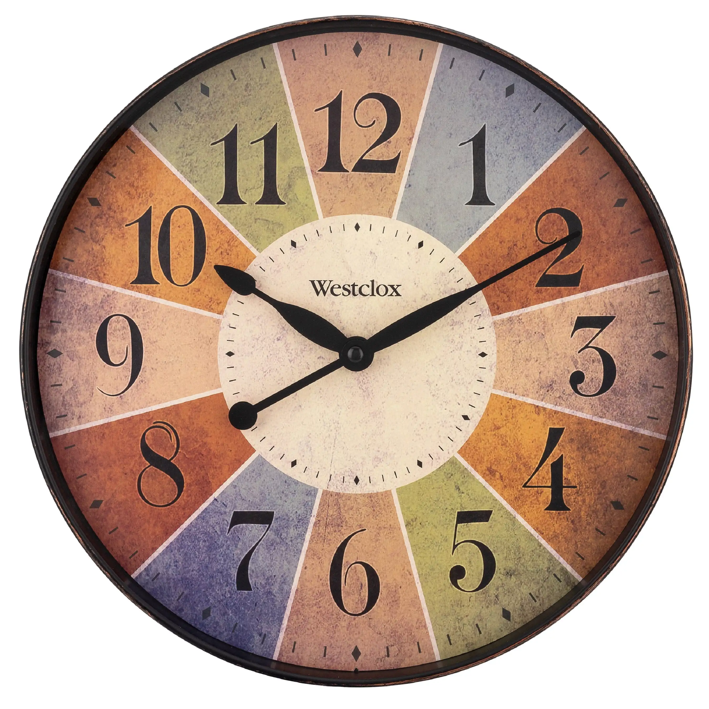 

Round Multi Color Kaleidoscope Analog QA 12" Wall Clock Large Easy To Read Arabic Numbers Simple and Easy To Install