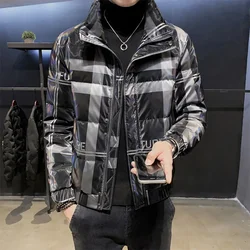 New Winter Men Colorful Shiny Puffer Jackets Short Casual Duck Down Coats High Quality Male Thicker Warm Winter Coats Size 4XL