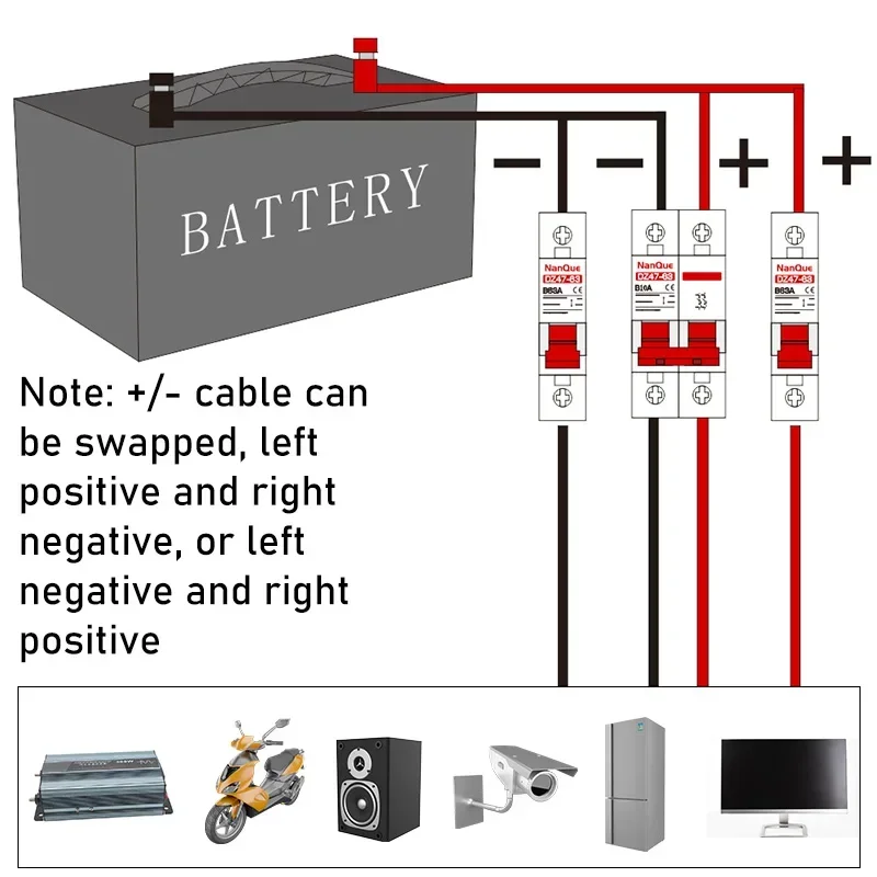 DC MCB 12V 24V 48V 60V 110V Circuit Breaker Battery Protect Switch Positive Negative Short Circuit 2P 10A 20A 50A 100A 125A 150A