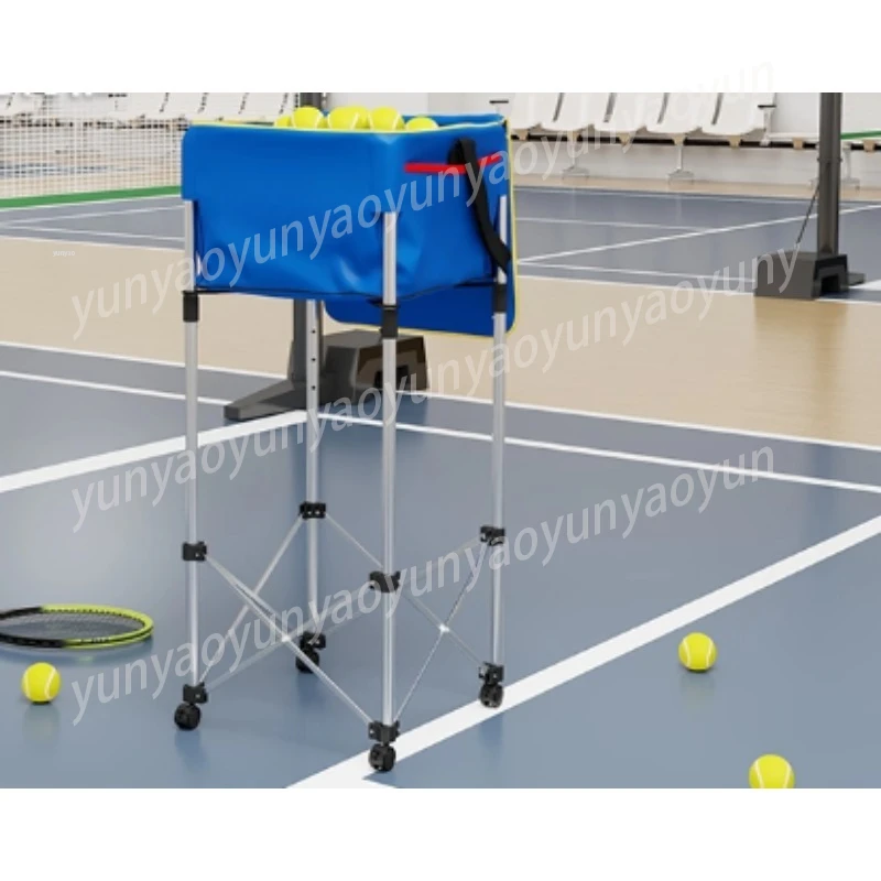 Tennis Ball Hopper Cart with Pickup Tube & Training Basket for Pickleball Baseball Large Capacity Practice Multi-Sport Push Cart