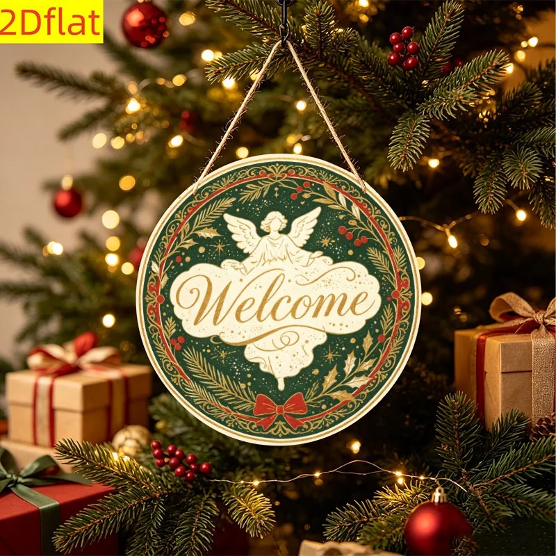 2D Flat, 2D Flat Wooden Round Hanging Sign, 1pc Per Pack. Ideal for Halloween, Christmas, Thanksgiving, and Autumn