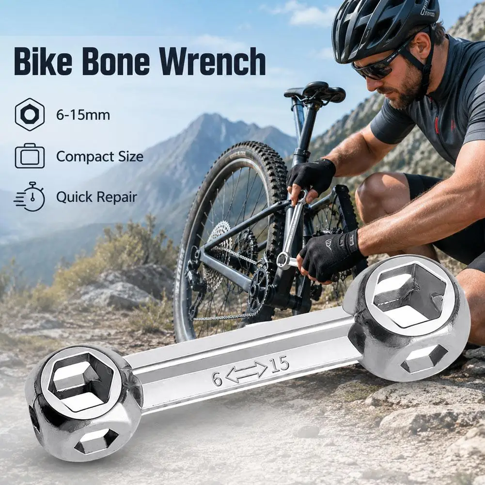Multi-Function Bone Wrench Portable Hex Key Tool With 6-15mm Openings Bicycle Repair Spanner For Bike Scooter Hand Tool