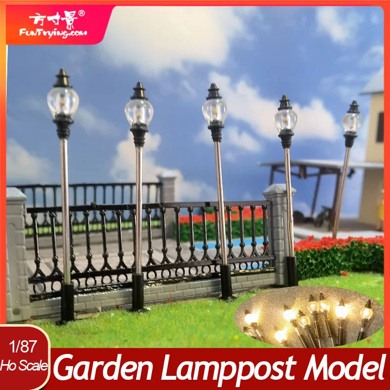 10PCS Model Lamp Post Street Pillar Warm LED Light DIY Material Model Lamppost 3v 1:87 Ho Scale Sand Table Train Lighting Layout