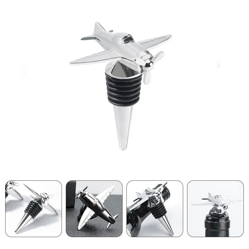 Creative Airplane Shaped Wine Corks Wine Storage Metal Wine Bottle Stoppers 3D Reusable Beer Bottle Saver Home
