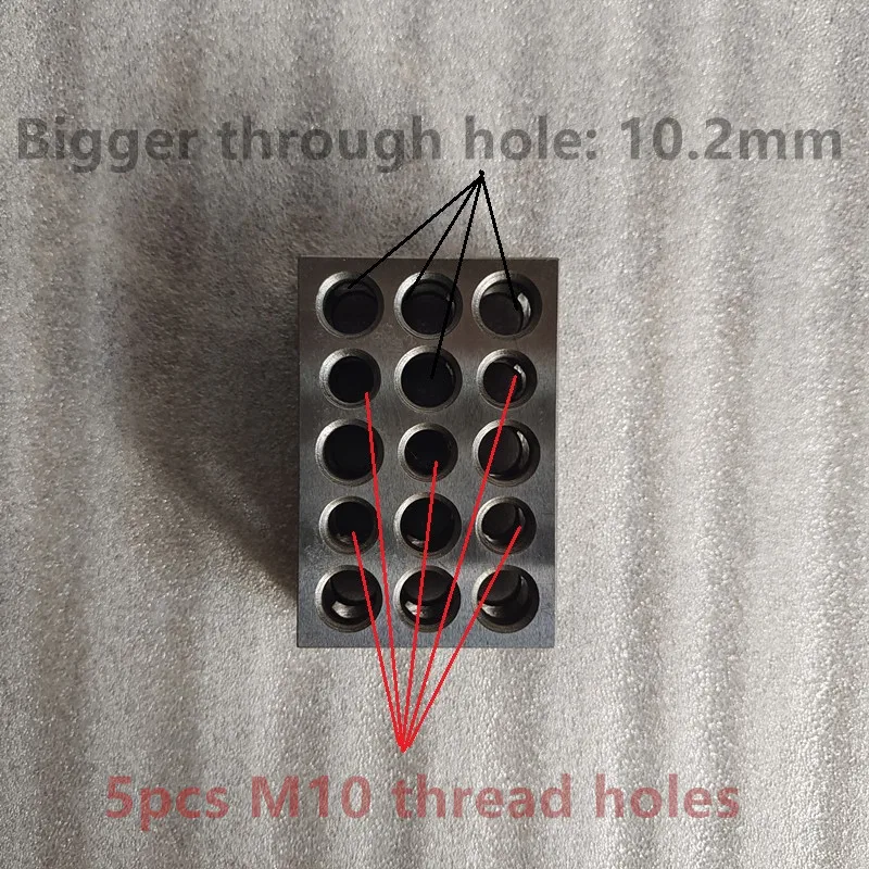 New big hole 23 holes Precision 25-50-75mm Blocks set, 1pair(2pcs), parallel clamping block set, steel block, 5pcs M10 holes.