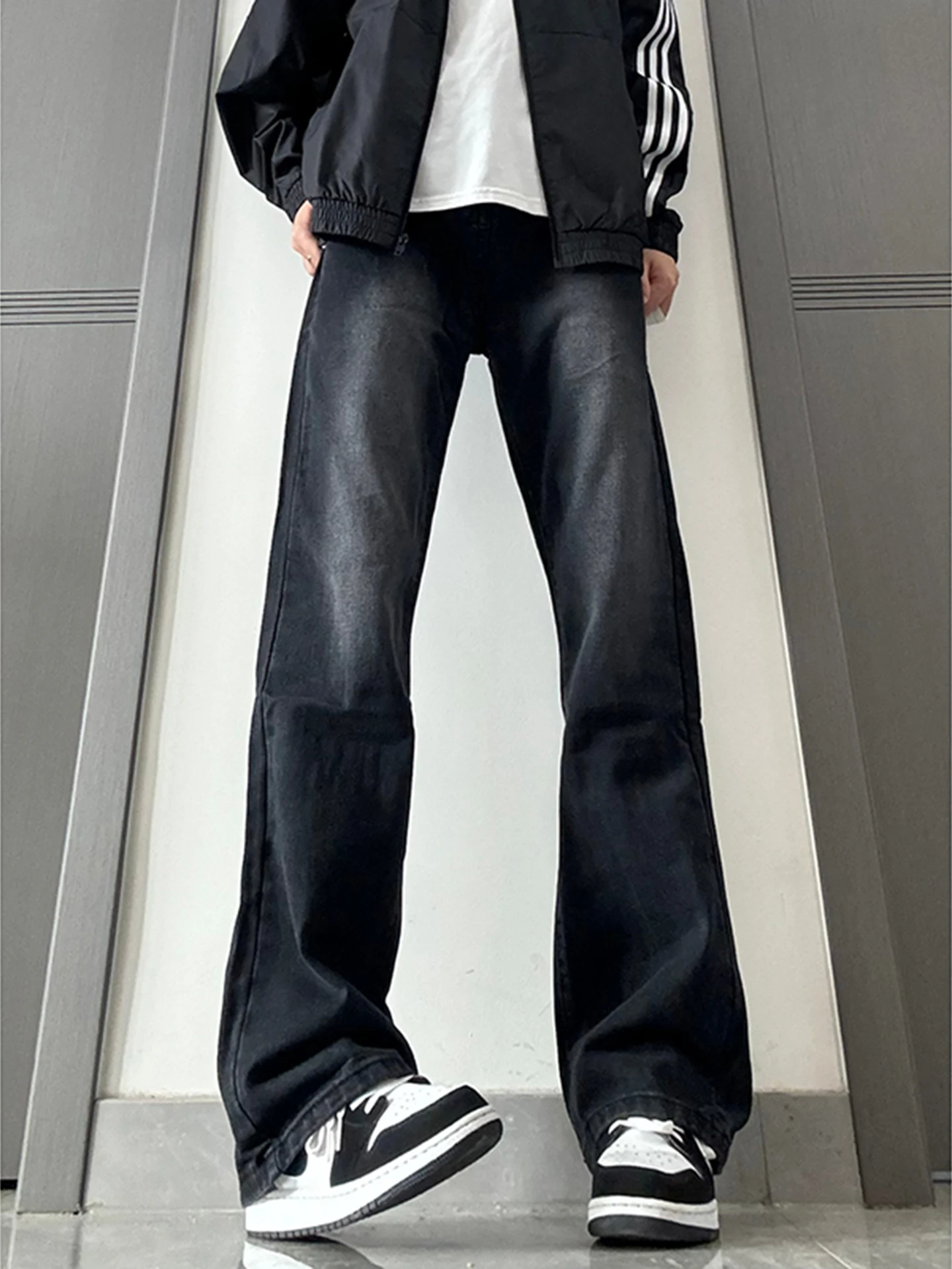 

Мужские джинсы Waed Bla adient, зауженные, прямые, эластичные, с легким расклешением, узкая модель, в стиле американской уличной моды, молодежный стиль