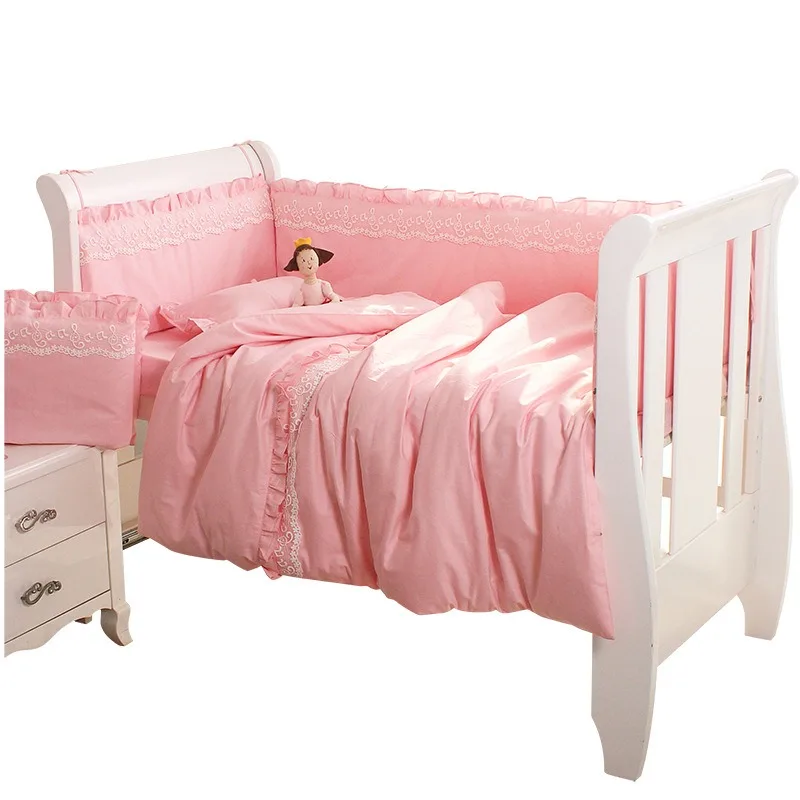 Baby Bedding, All-season Crib Bumper  Baby Crib Accessories Princess Style, Solid Color Lace Crib Circumference, Crib Products,