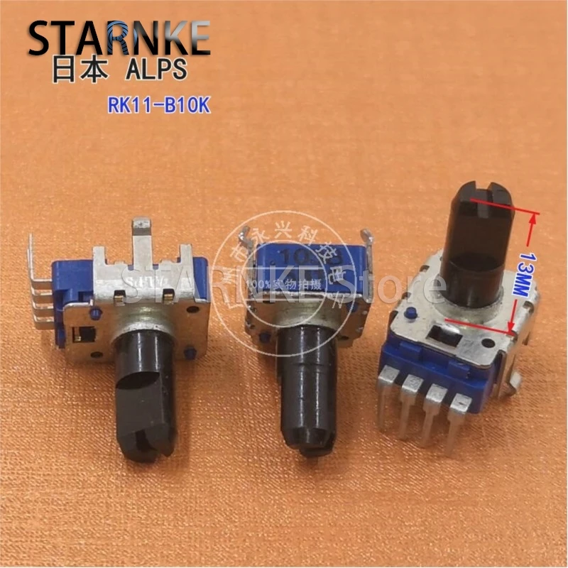 2PCS RK11 Type Single Vertical 4 Pin B10K B103 Half Shaft Length 13MM Electronic Keyboard Mixer Volume Rotary Potentiometer