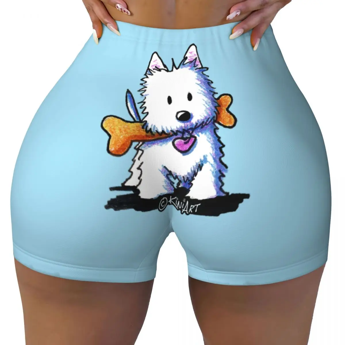 Custom West Highland White Gym Volleyball Biker Shorts for Women Puppy Dog Pet Workout Yoga Shorts