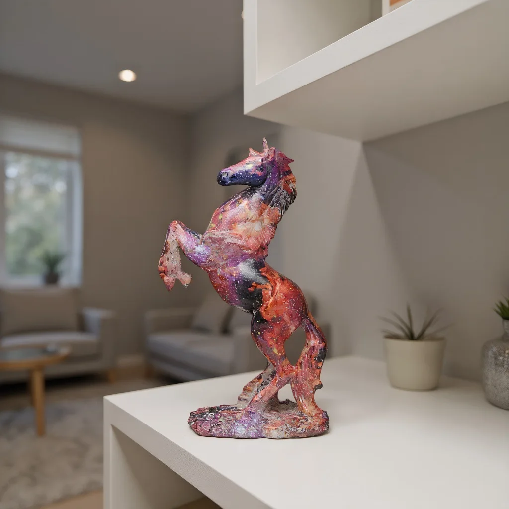 Colorful Graffiti Horse Resin Handicraft Ornaments Animal Figurines Living Room Home Decor