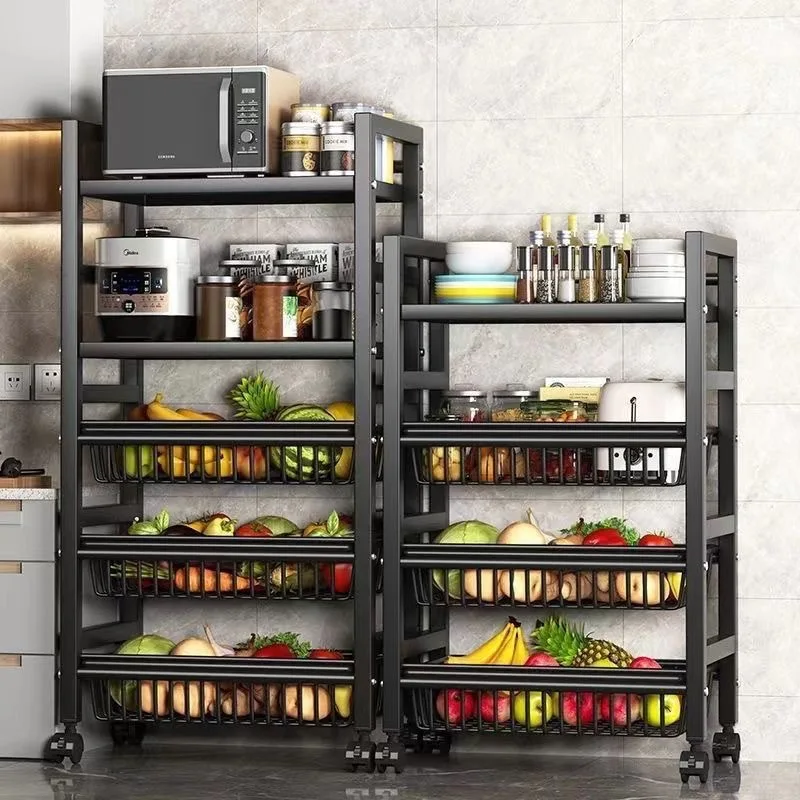 Multi-Purpose Mobile Storage Rack Detachable Mesh Basket Kitchen Storage Rack Balcony Living Room Shelf