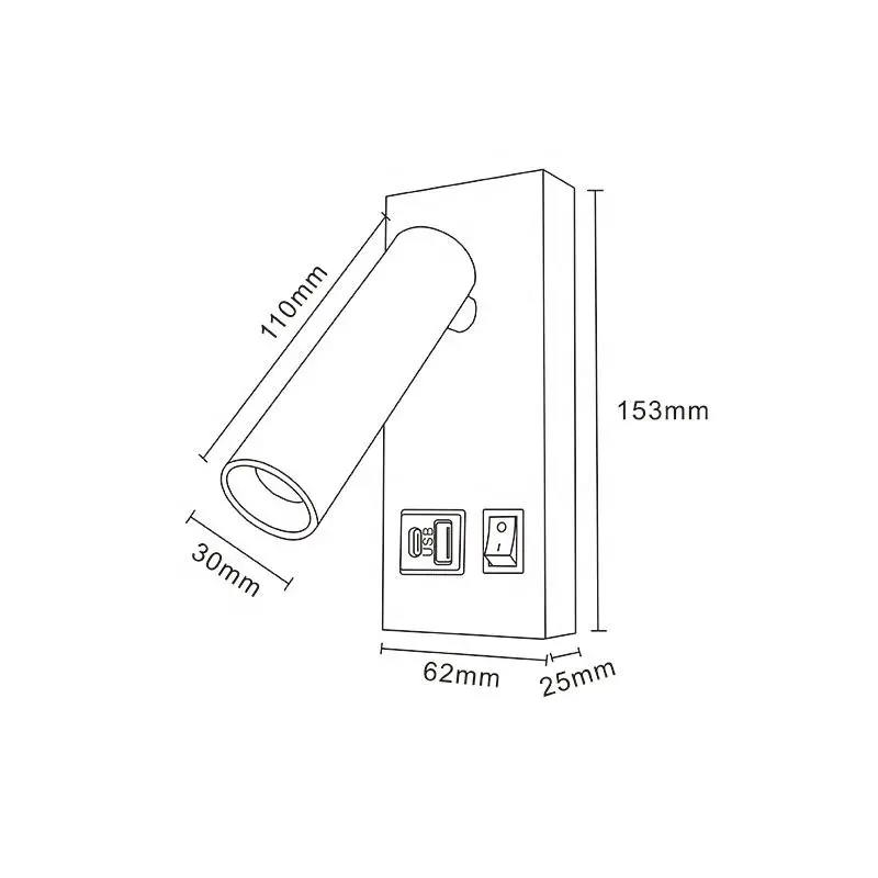 Bedside Reading Wall Lamp Spot Light Modern Hotel Home Room Adjustable Reading Light Built Charge USB Type-c Ports