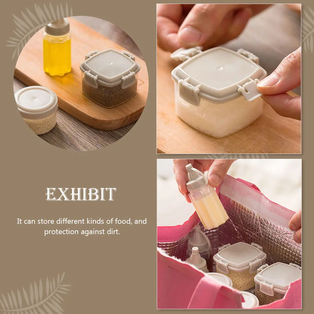 

4Pcs Safe Practical Plastic Square Seasoning Box Sauce Container Jam Storage Jar Grain Container Household Food Storage Box Set