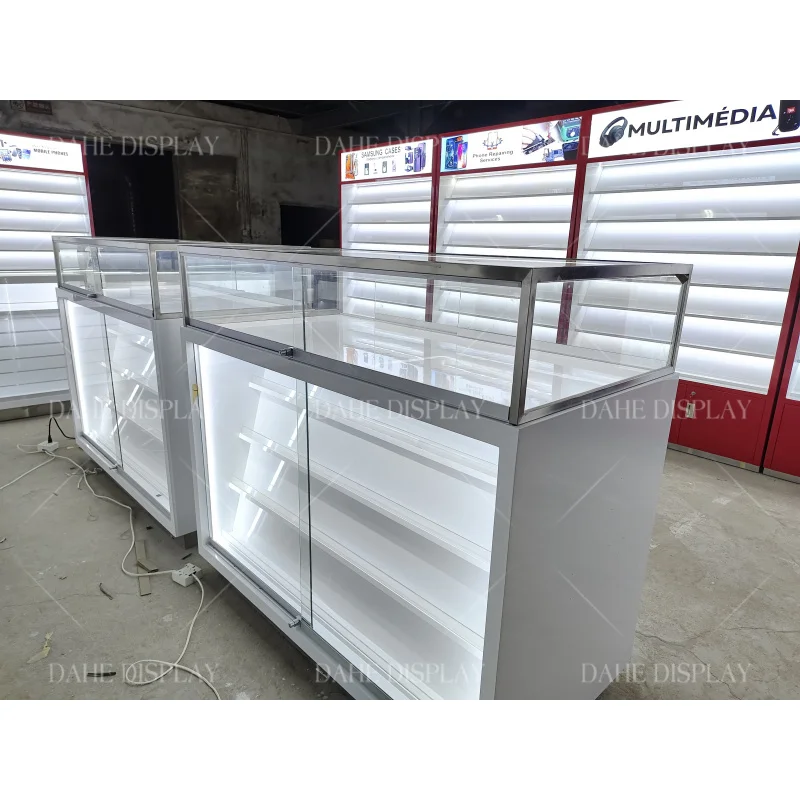 custom.3D Drawing Customized Mobile Phone Shop Glass Display Decoration Cabinet with Lock