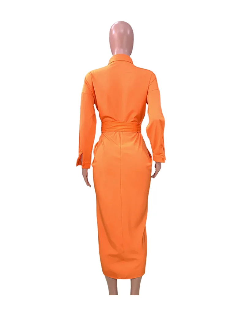 BAMBOOBOY Casual Long Shirt Dress Summer Women manica lunga abiti lunghi Ladies Turn-down Collar Office Dresses abito allentato