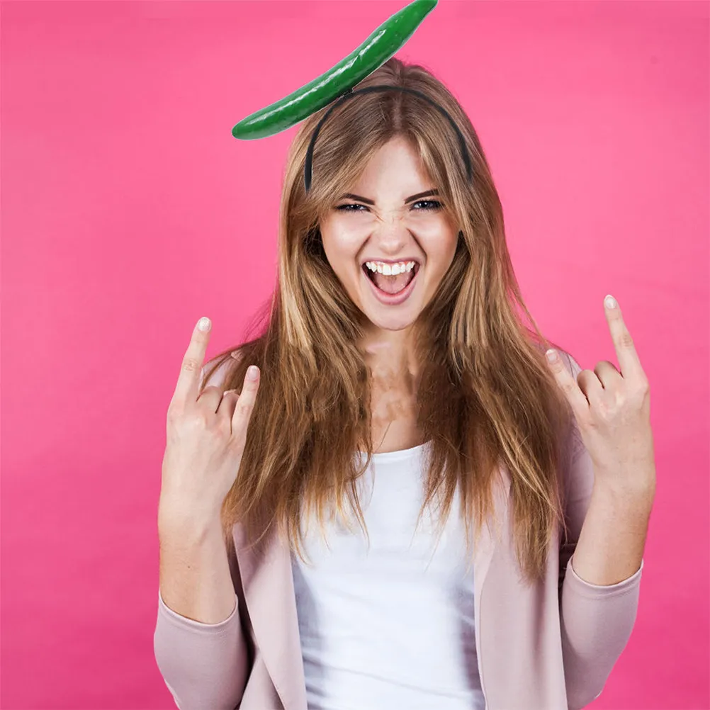 

2Pcs Realistic Cucumber 3D Vegetable Headband for Adults Funny Party Costume Festival Halloween Thanksgiving Wedding Cosplay