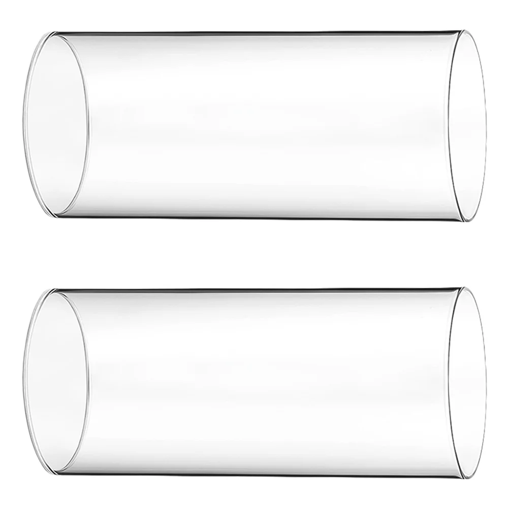 

2Pcs Clear Glass Tube Holder Windproof Cylinder Shade Smooth Surface Protector for Home Desktop Decoration