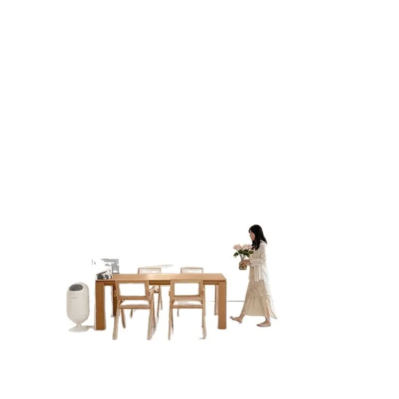 Log style dining table Small apartment rectangular all solid wood Japanese large board desk