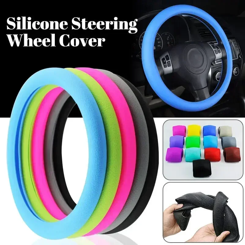 Car Silicone Steering Wheel Cover Elastic Glove Cover Texture Soft Multi Color Auto Decoration Covers Accessories