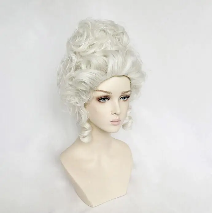 Wig Cosplay Marie Antoinette, rambut palsu putri sedang keriting tahan panas