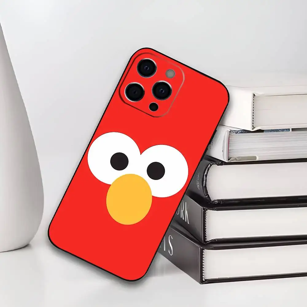 E-ElmoS Red Phone Case For IPhone 17,16,15,14,13,12,11,Plus,Pro,Max,Plus,XS,soft case Black silicone