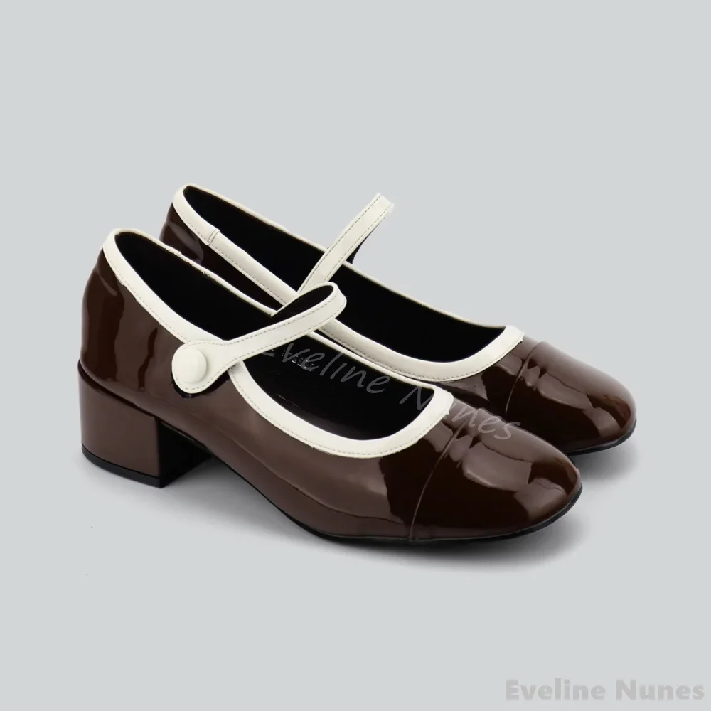 Patent Leather All-match Height-increasing Pumps Women Square Toe Shallow One Word Belt Mary Jane Shoes 2025 Summer New Pumps