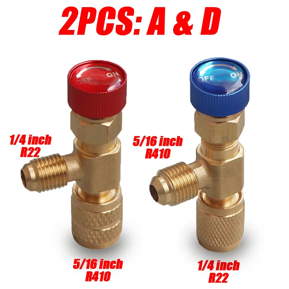 Flüssigkeitssicherheitsventil R410A R22 Klimaanlage Kältemittel 1/4 Zoll Sicherheitsadapter für SAE 1/4 Zoll männlicher Famale Sicherheitsadapter
