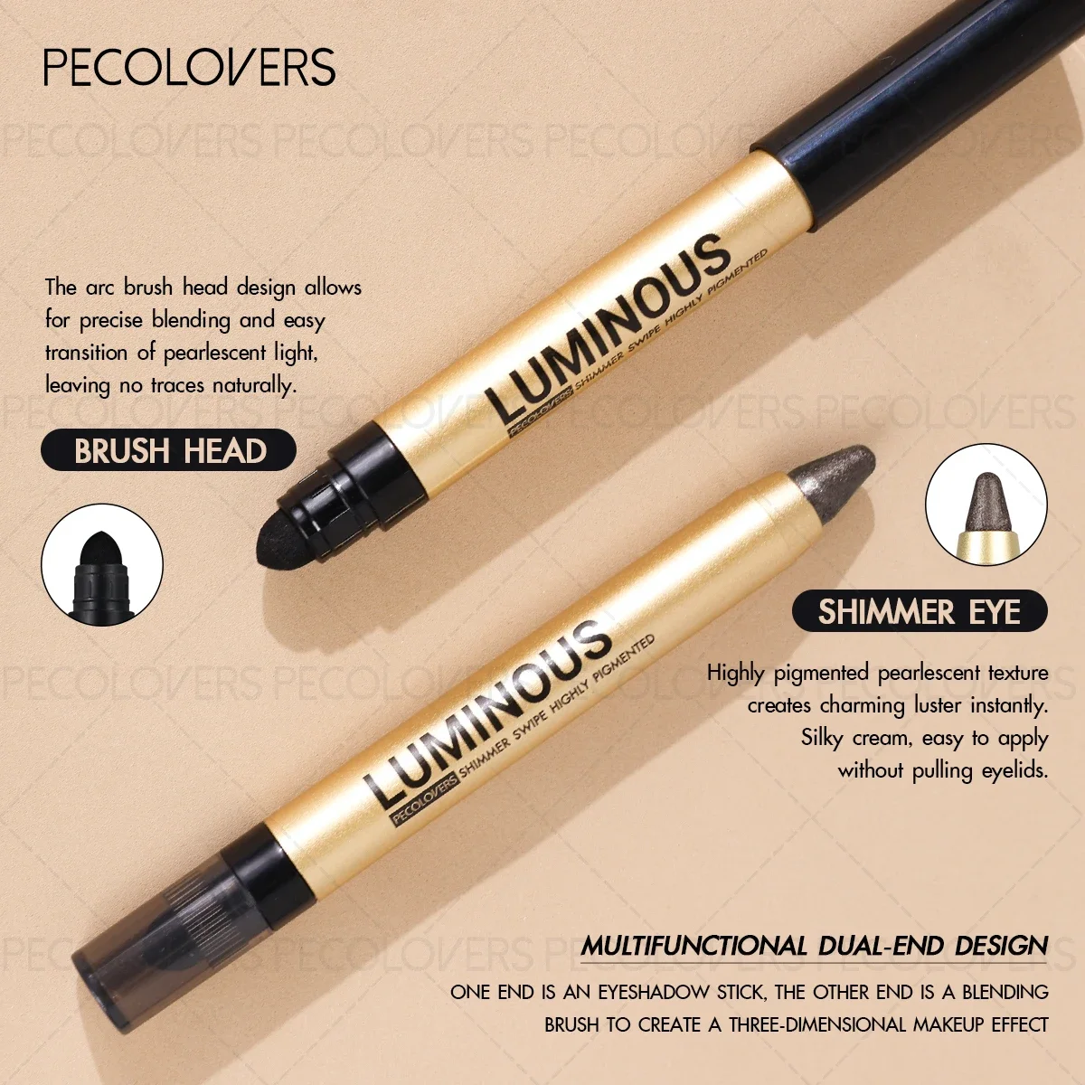1pc sombra em bastão de alto brilho-brilho perolado e acabamentos foscos, de longa duração, à prova d'água, à prova de manchas, fácil aplicação