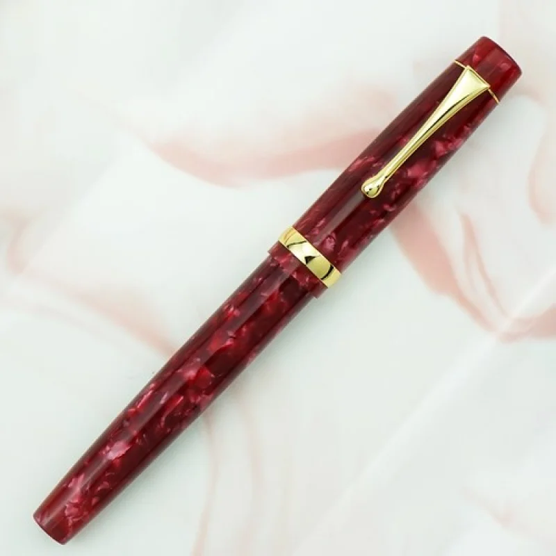 Pluma estilográfica roja acrílica A+ Jinhao, hermosa pluma de tinta con convertidor EF/F/bolígrafo doblado