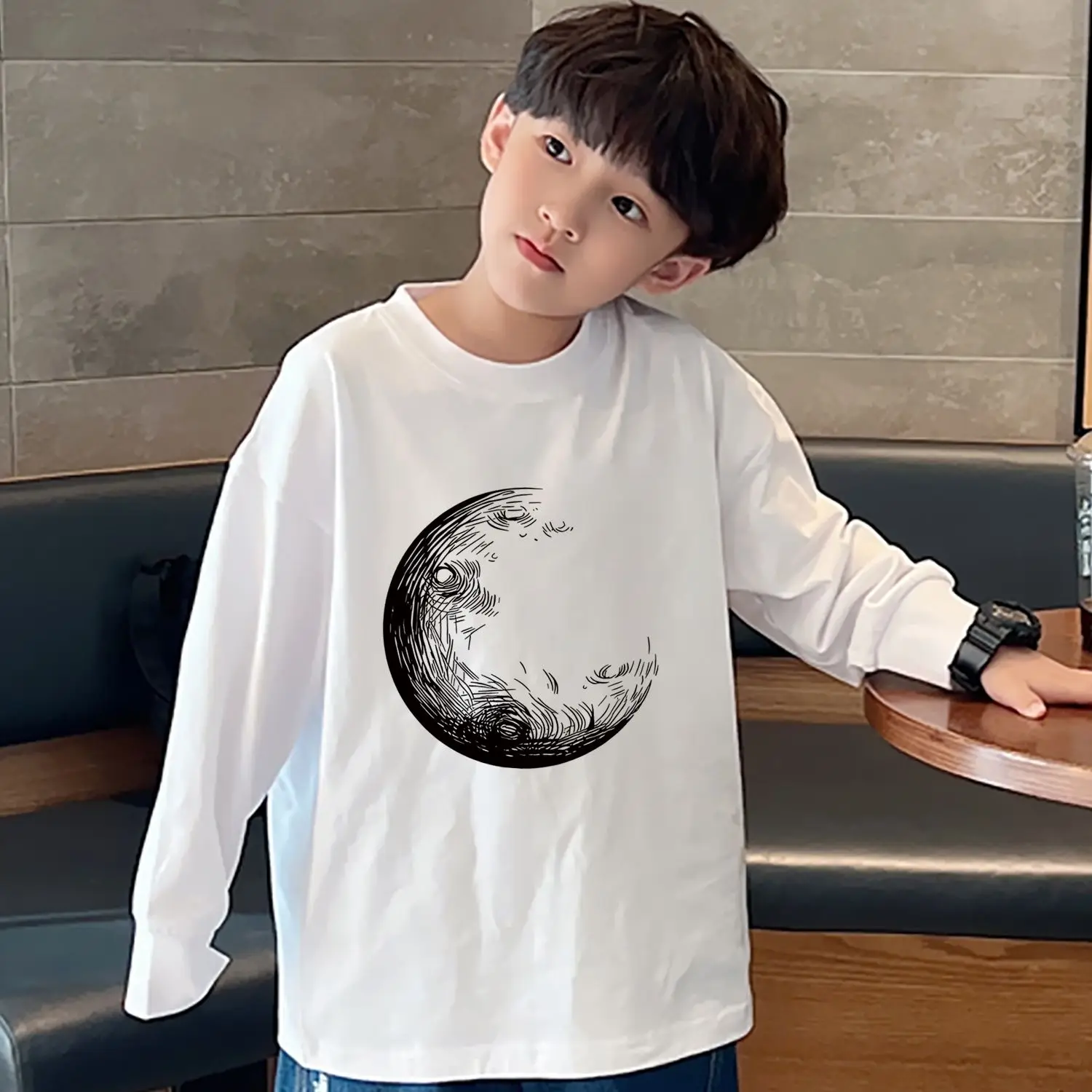 

Printed Cotton Korean Children's Clothes 2025 Top T-shirt for Kids Boy Child Tee T-shirts Boys Boys' New Clothing Long Sleeve