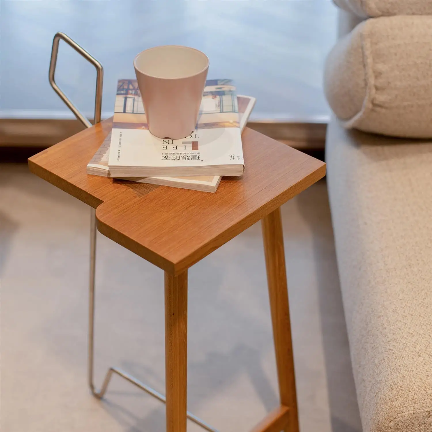 *a forTeak Solid Wood Side Table - Designer Movable Corner Table, Phone Stand, Sofa Small Coffee Table*