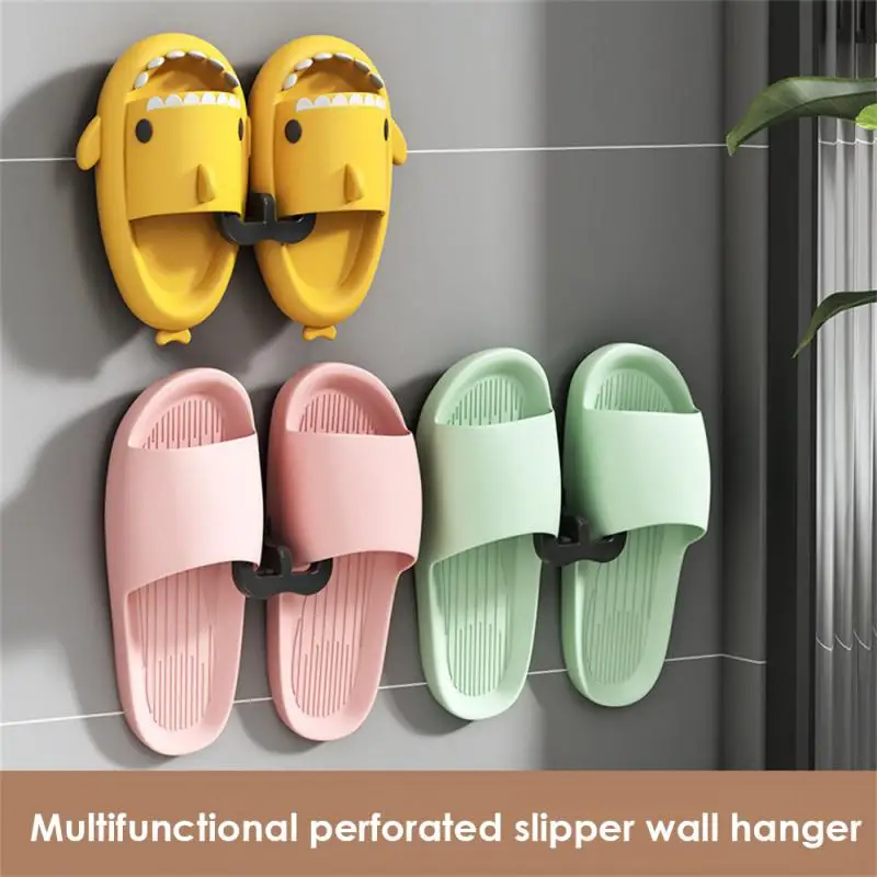 Shoe Storage Hook Easy To Assemble Best Feature Design Wall Mounted Slipper Rack Punch Free Slide Frame Slippers Rack Practical