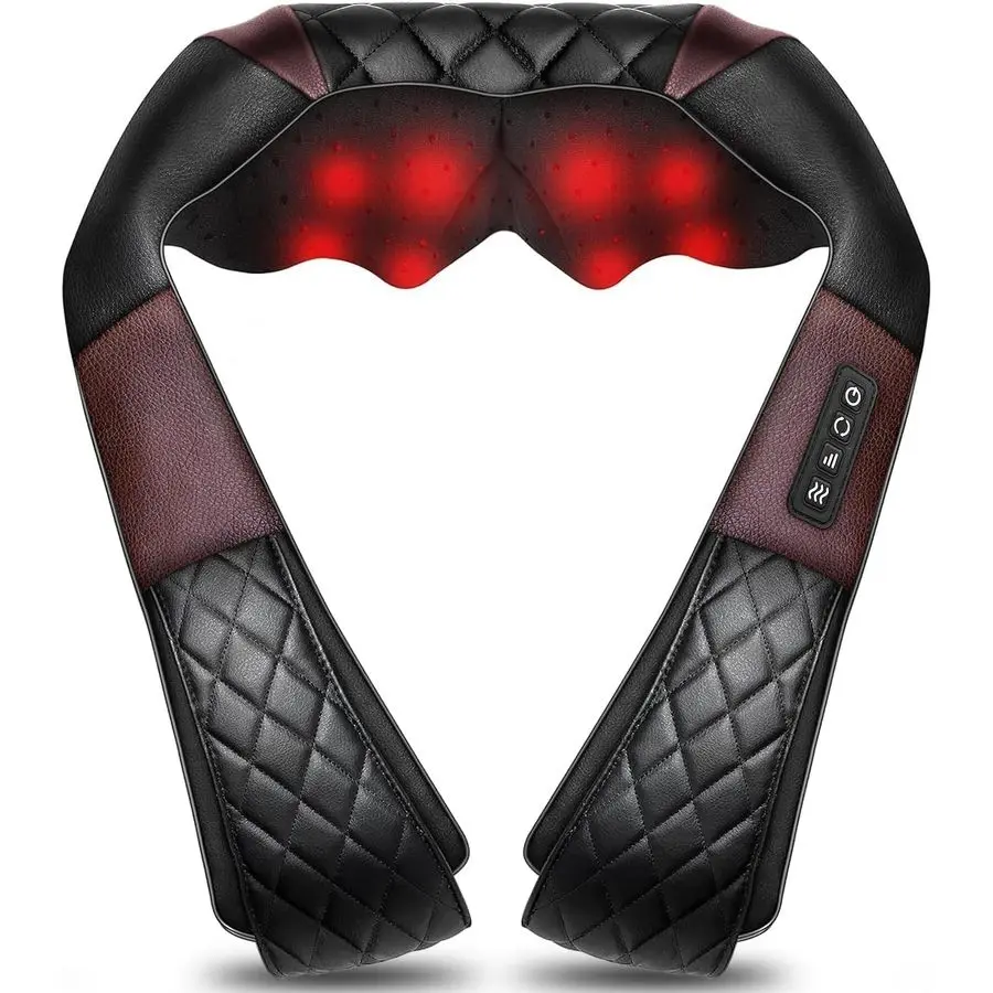 

Массажер для шеи и спины с подогревом, электрическая массажная подушка 4D для глубокого разминания тканей, для снятия боли в плечах, ногах и мышцах тела